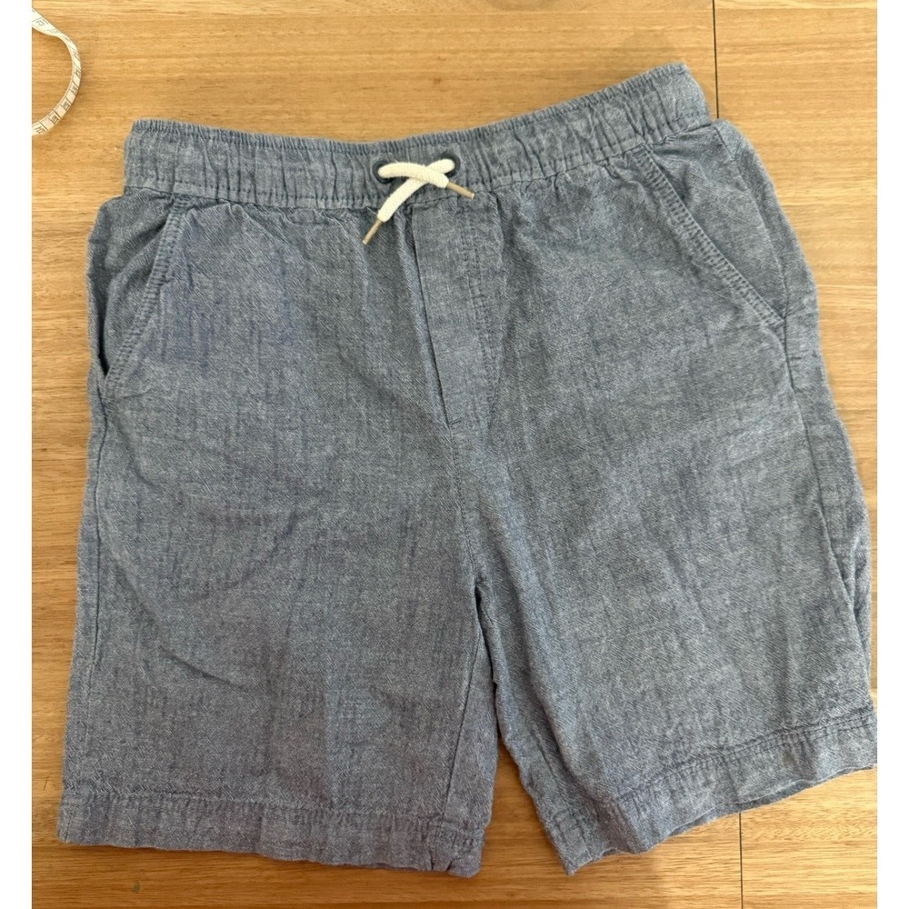 Tommy Bahama Boys Chambray Drawstring Shorts Blue Cotton Size L 10/12 EUC